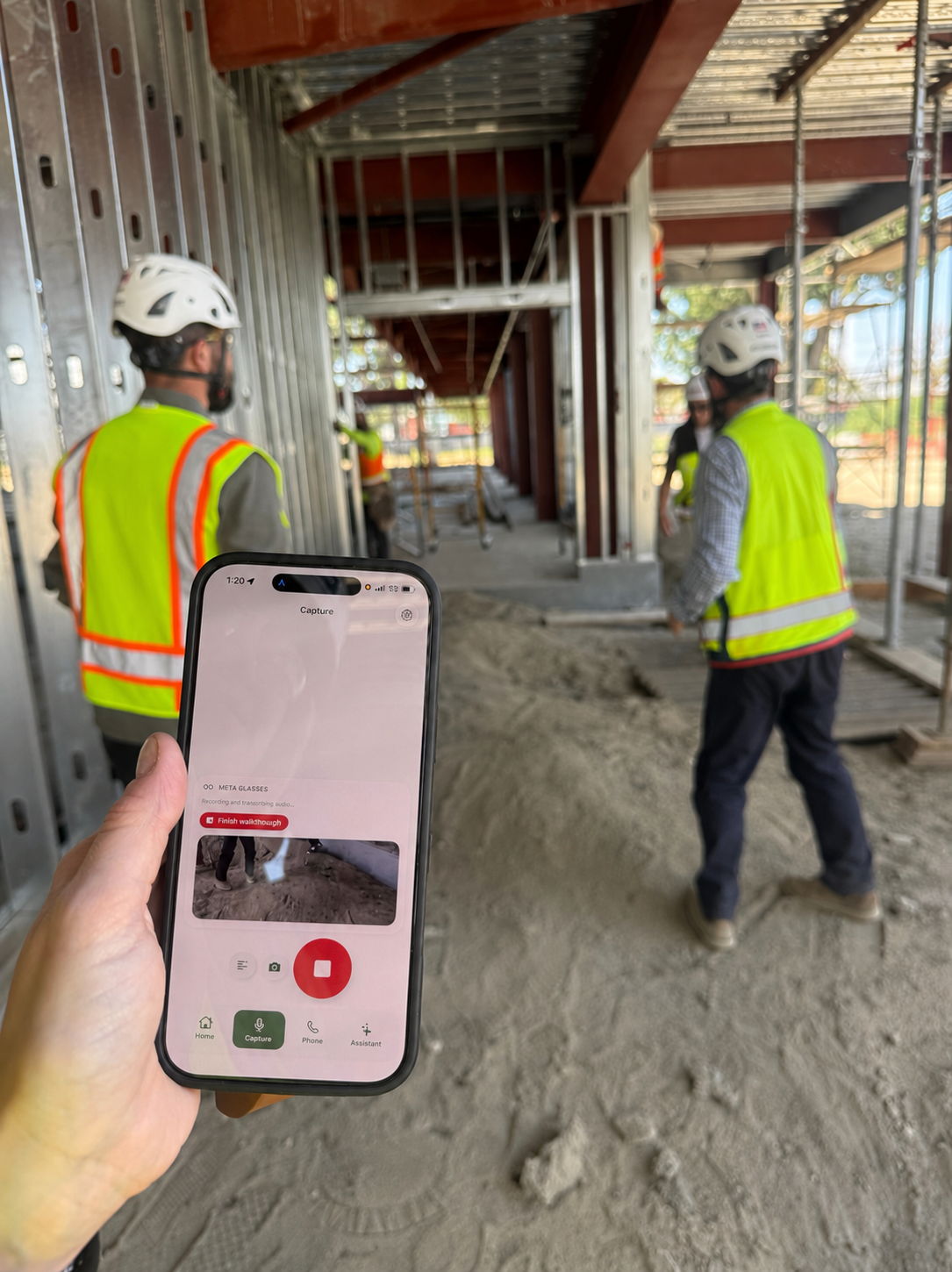 Capture running on a phone during a site walk